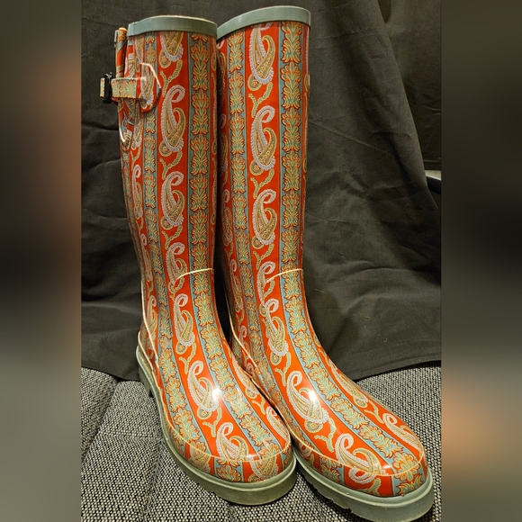 Tamara Henrique Shoes - Tamara Henrique Paisley Pink Green Rain Boots Reduced from $90